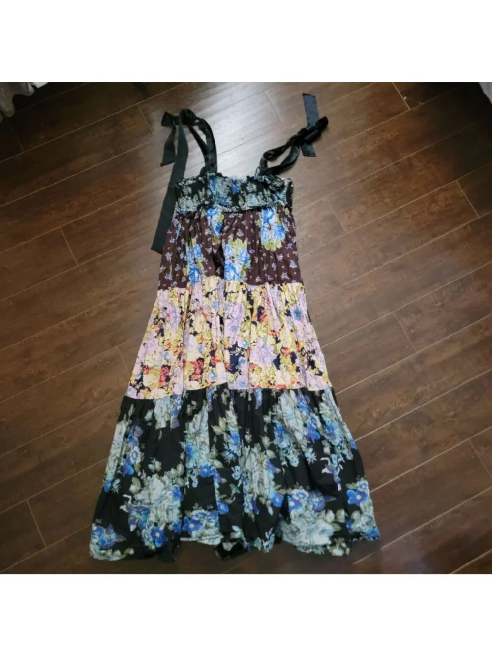 Free People Bluebell Maxi Dress Boho Chic Whimsical Fairy Garden Floral Womens L - Picture 2 of 6